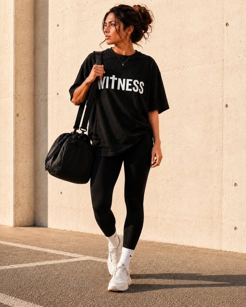 Faded Black Witness Tee front — WITNESS print